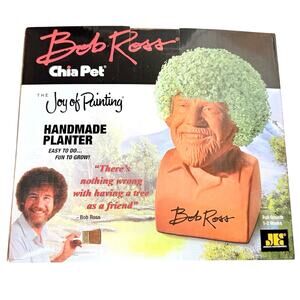 Bob Ross CHIA PET “Joy of Painting” Handmade Planter New in Box with Seed Packet